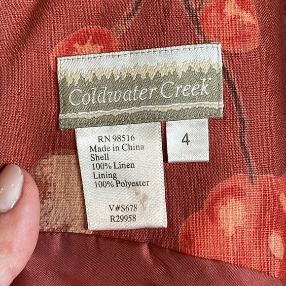 Vintage Coldwater Creek Linen Floral Dress Women V-neckline Mini A-Line Size 4 - Picture 10 of 11